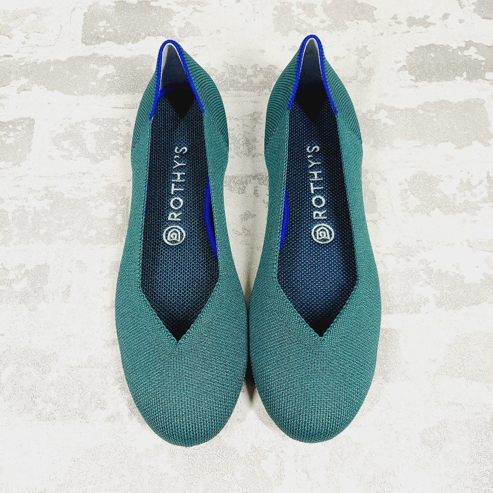 New Rothy's Retired Green Round Toe Comfort Flat Loafers D830 - Picture 5 of 8